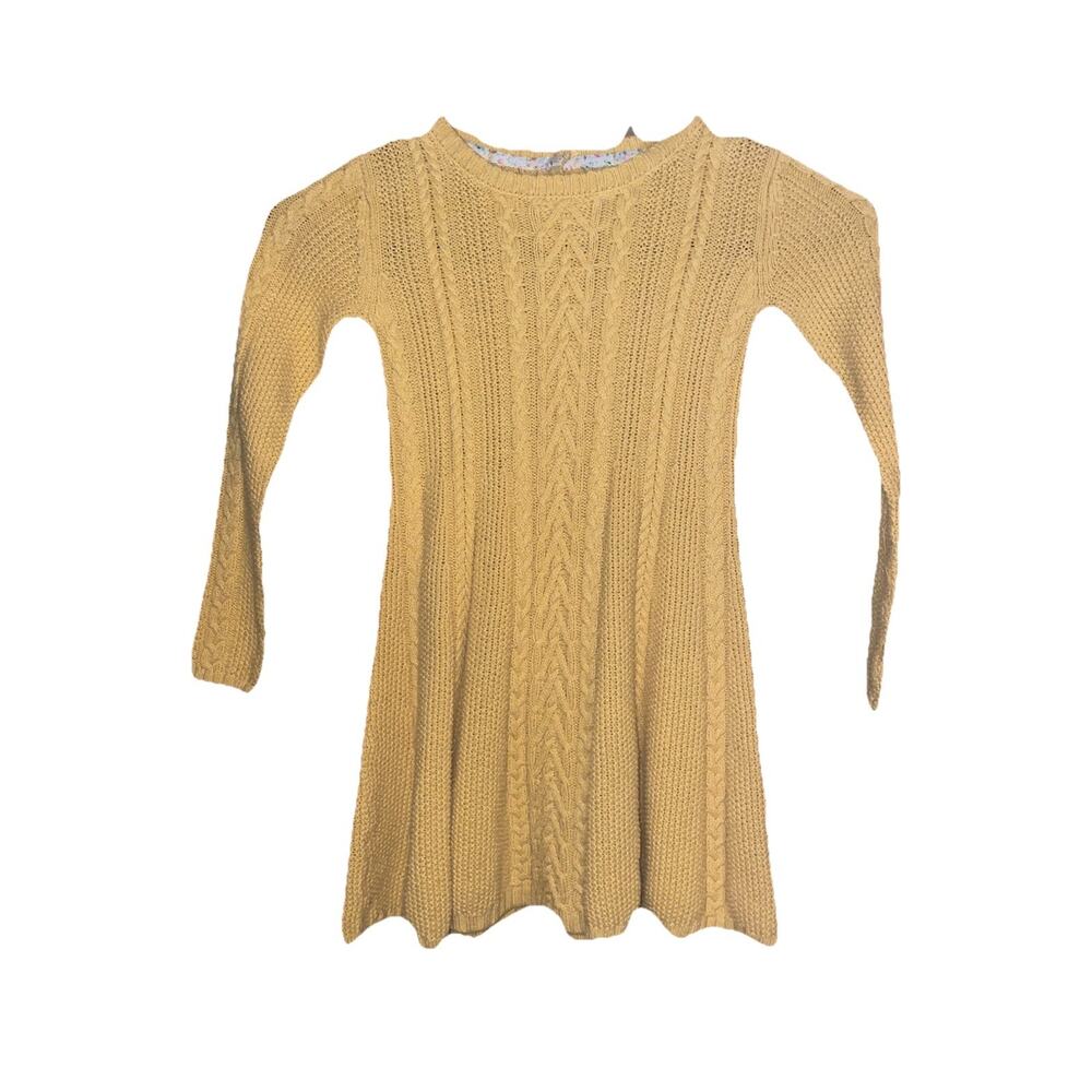 Tommy Bahama Little Girls Yellow Cable Knit Sweater Dress Long Sleeve Sz 5T